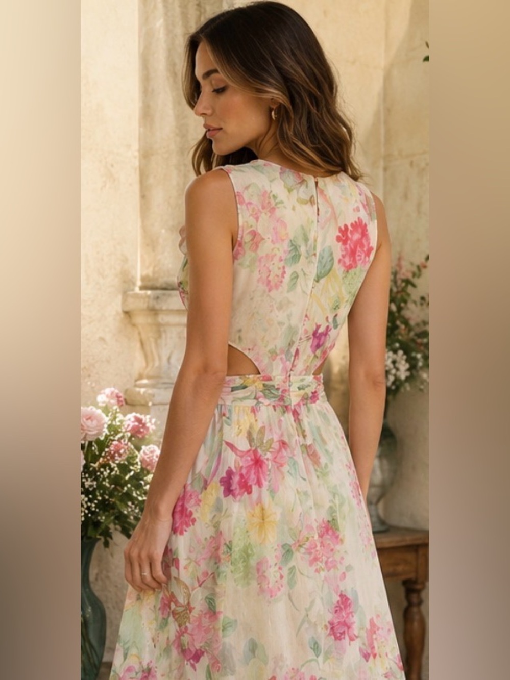Zara Floral Side Cutout Maxi Dress | Size Small | Romantic Cottagecore  Dress - Picture 3 of 15